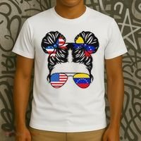 Half American Venezuelan Girl Usa Venezuela Flag Patriot T-Shirt thumb 3