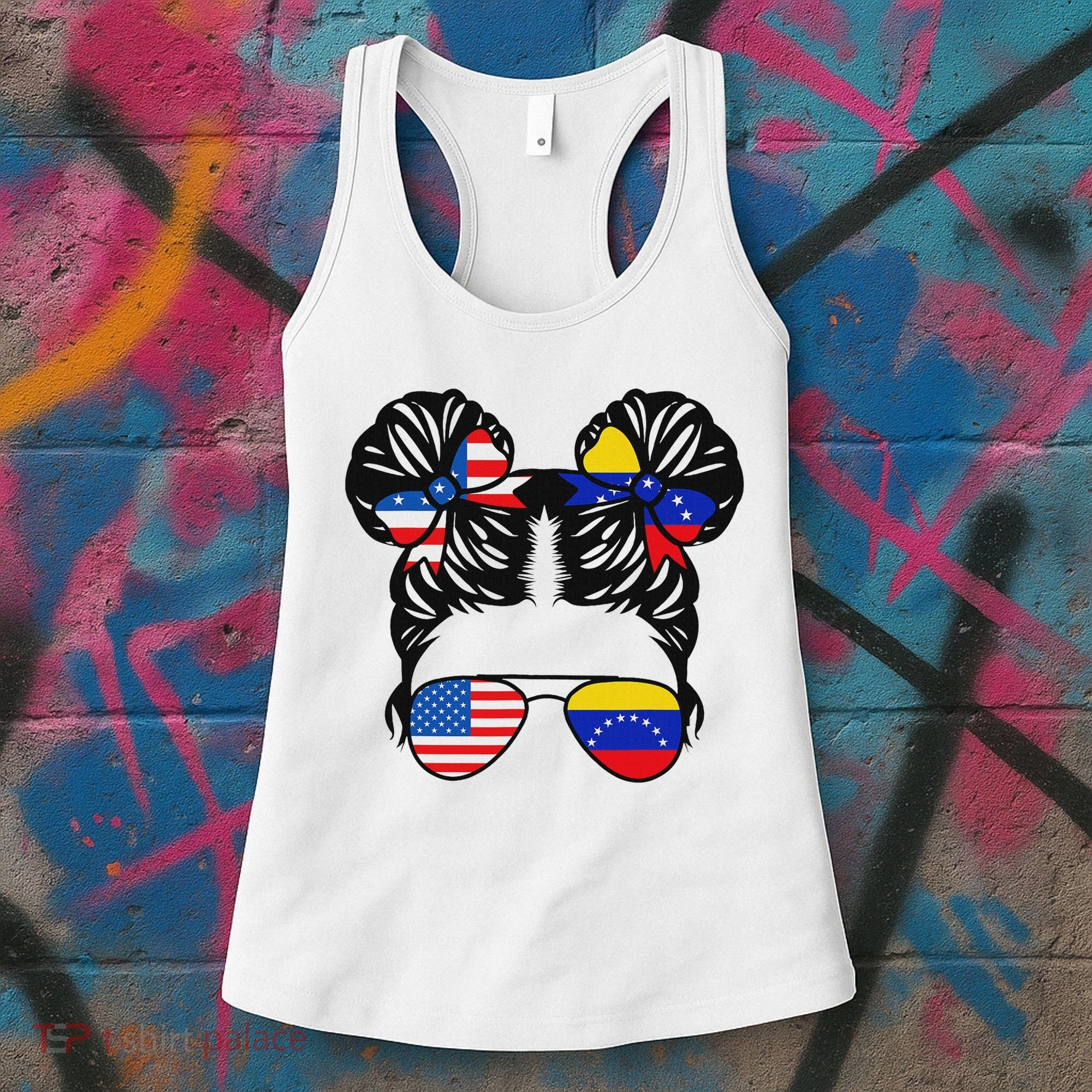 Half American Venezuelan Girl Usa Venezuela Flag Patriot Women's Tank Top