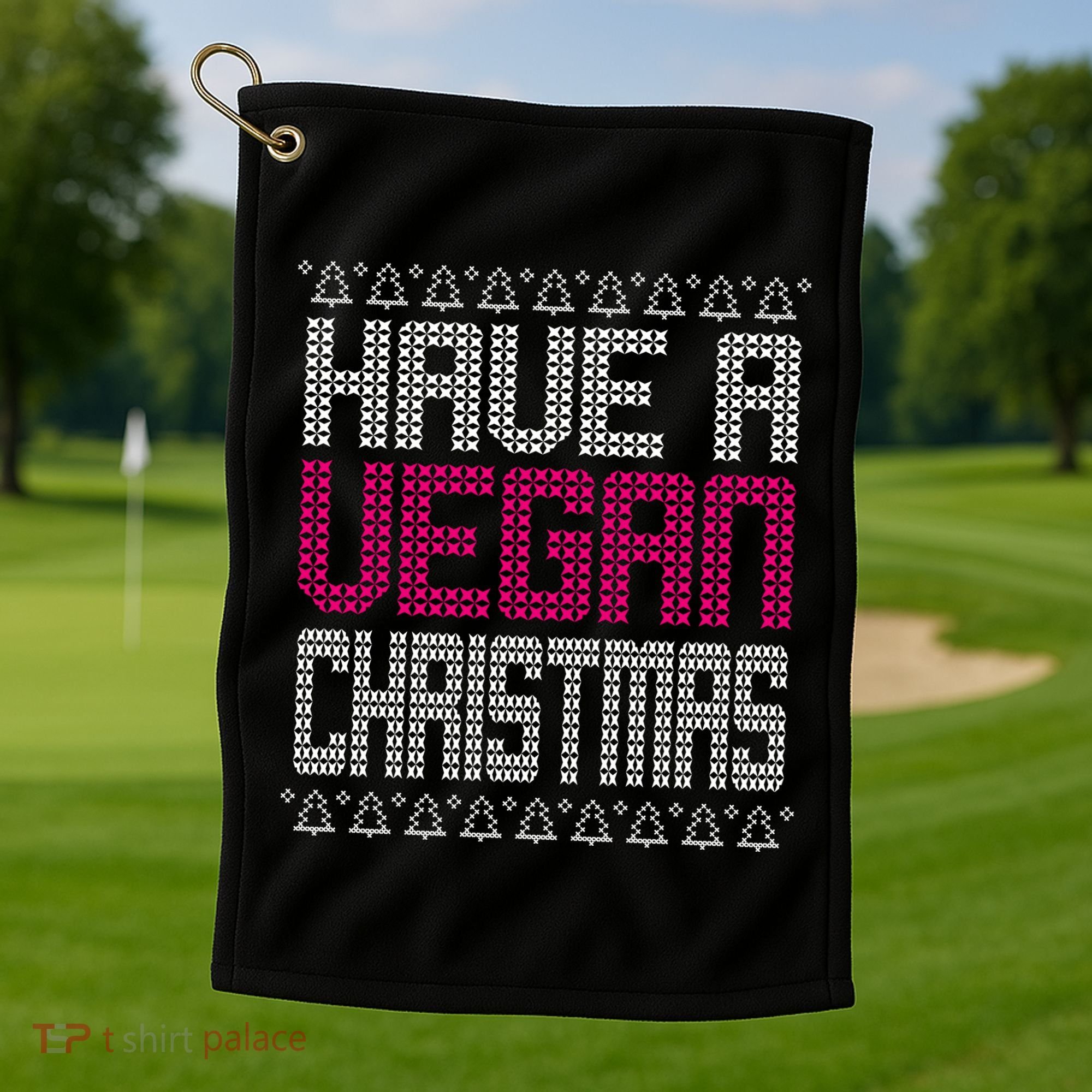 Have A Vegan Christmas Ugly Sweater Golf Towel