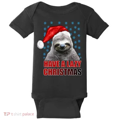 Have A Lazy Sloth Christmas Baby Bodysuit