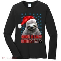 Have A Lazy Sloth Christmas Women's Long Sleeve Shirt thumb 0