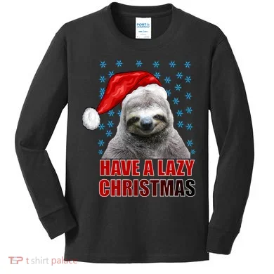 Have A Lazy Sloth Christmas Kids Long Sleeve Shirt