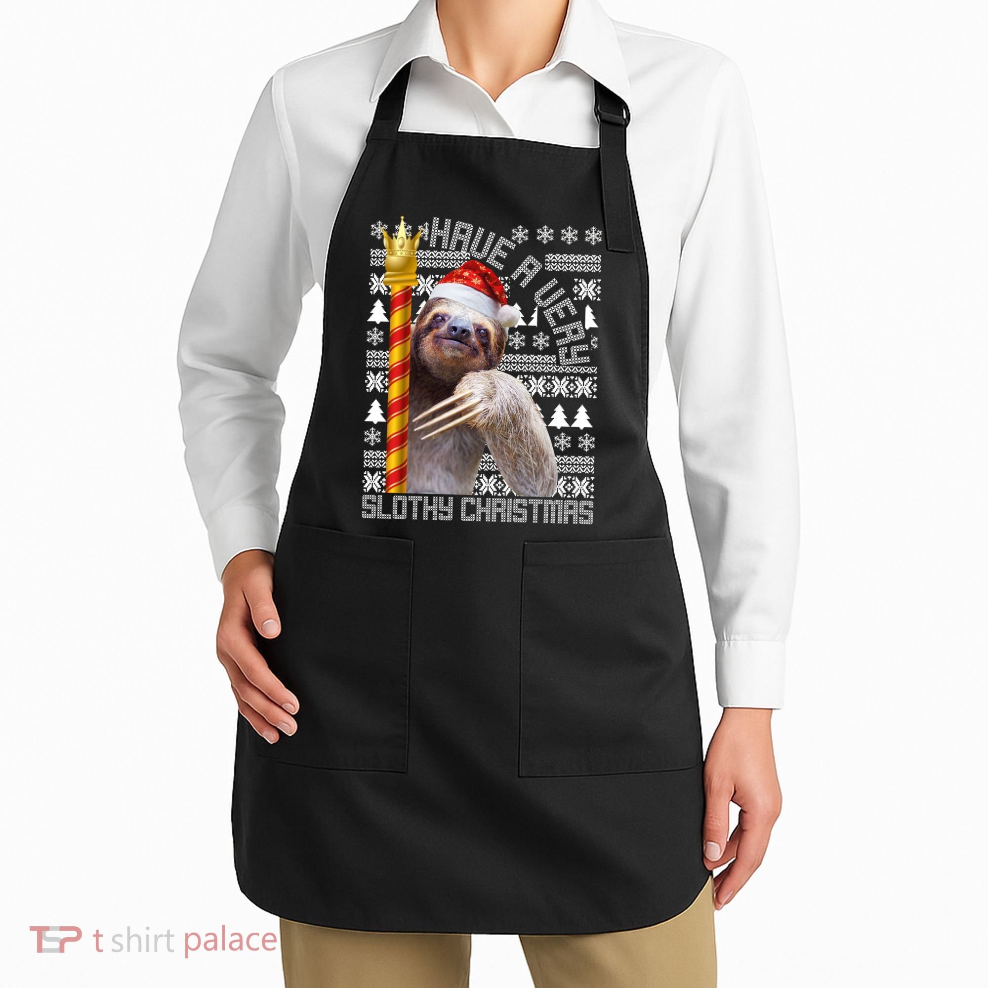Have a Very Slothy Christmas Sloth Ugly Christmas Apron
