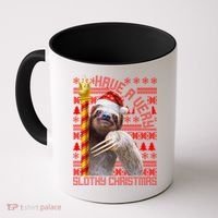 Have a Very Slothy Christmas Sloth Ugly Christmas Coffee Mug thumb 0
