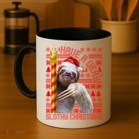 Have a Very Slothy Christmas Sloth Ugly Christmas Coffee Mug thumb 4