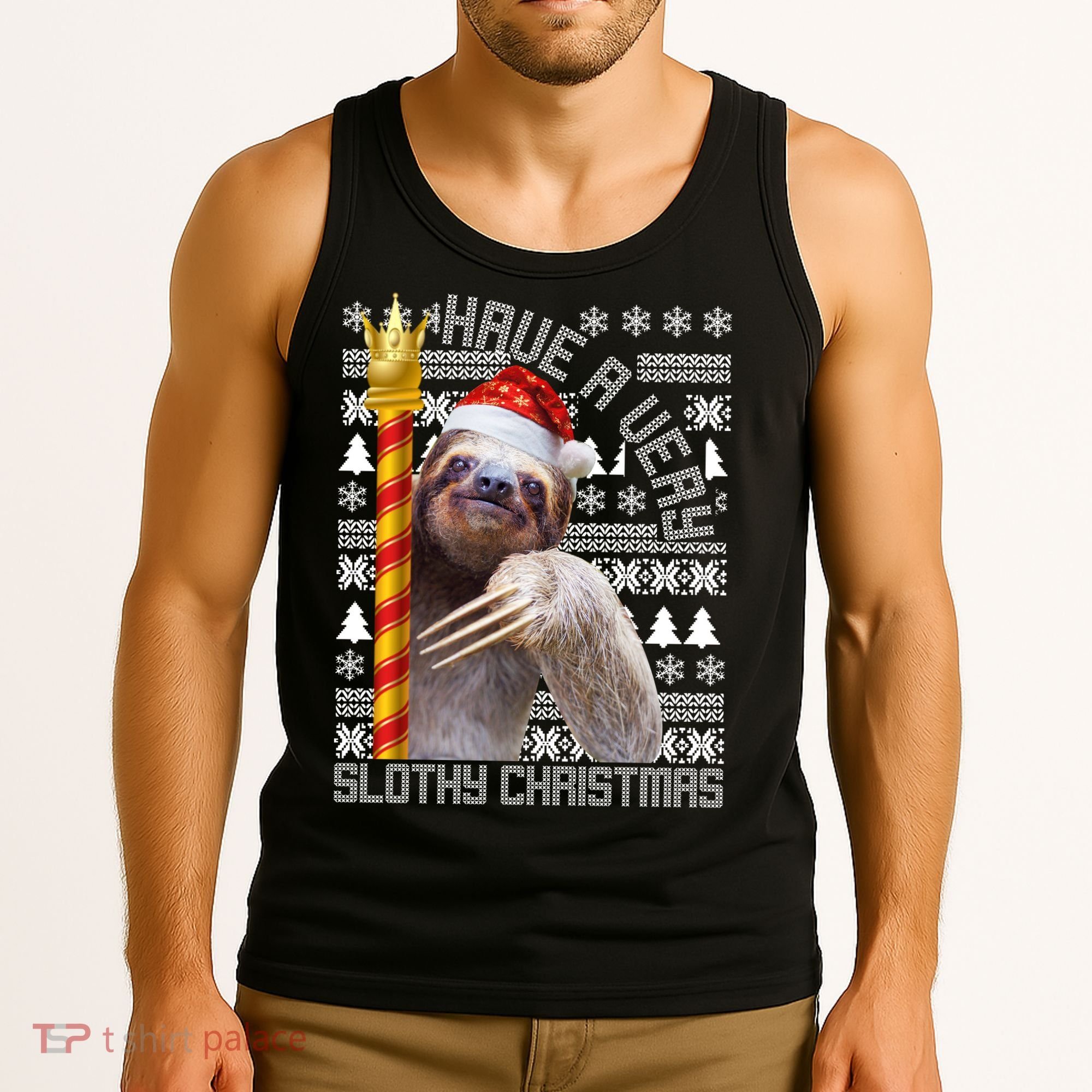 Have a Very Slothy Christmas Sloth Ugly Christmas Tank Top