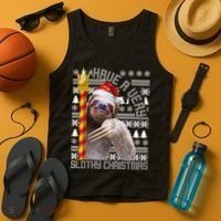 Have a Very Slothy Christmas Sloth Ugly Christmas Tank Top thumb 4