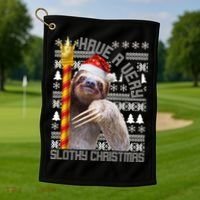 Have a Very Slothy Christmas Sloth Ugly Christmas Golf Towel thumb 1