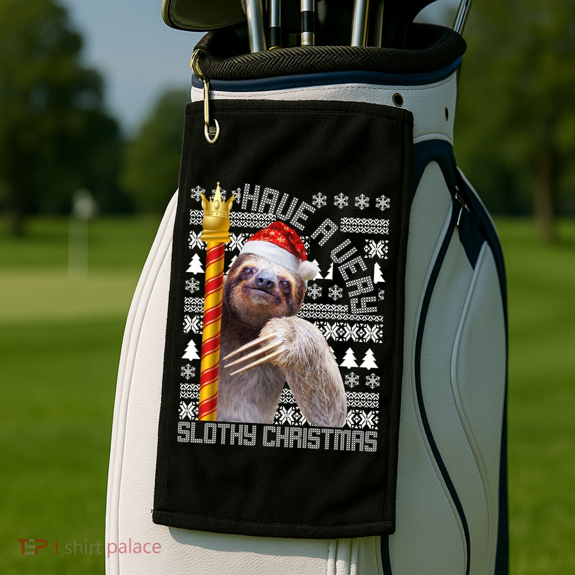 Have a Very Slothy Christmas Sloth Ugly Christmas Golf Towel