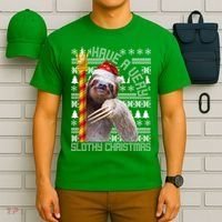 Have a Very Slothy Christmas Sloth Ugly Christmas T-Shirt thumb 6