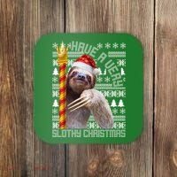 Have a Very Slothy Christmas Sloth Ugly Christmas Coaster thumb 0
