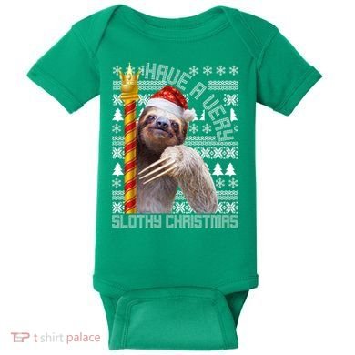 Have a Very Slothy Christmas Sloth Ugly Christmas Baby Bodysuit