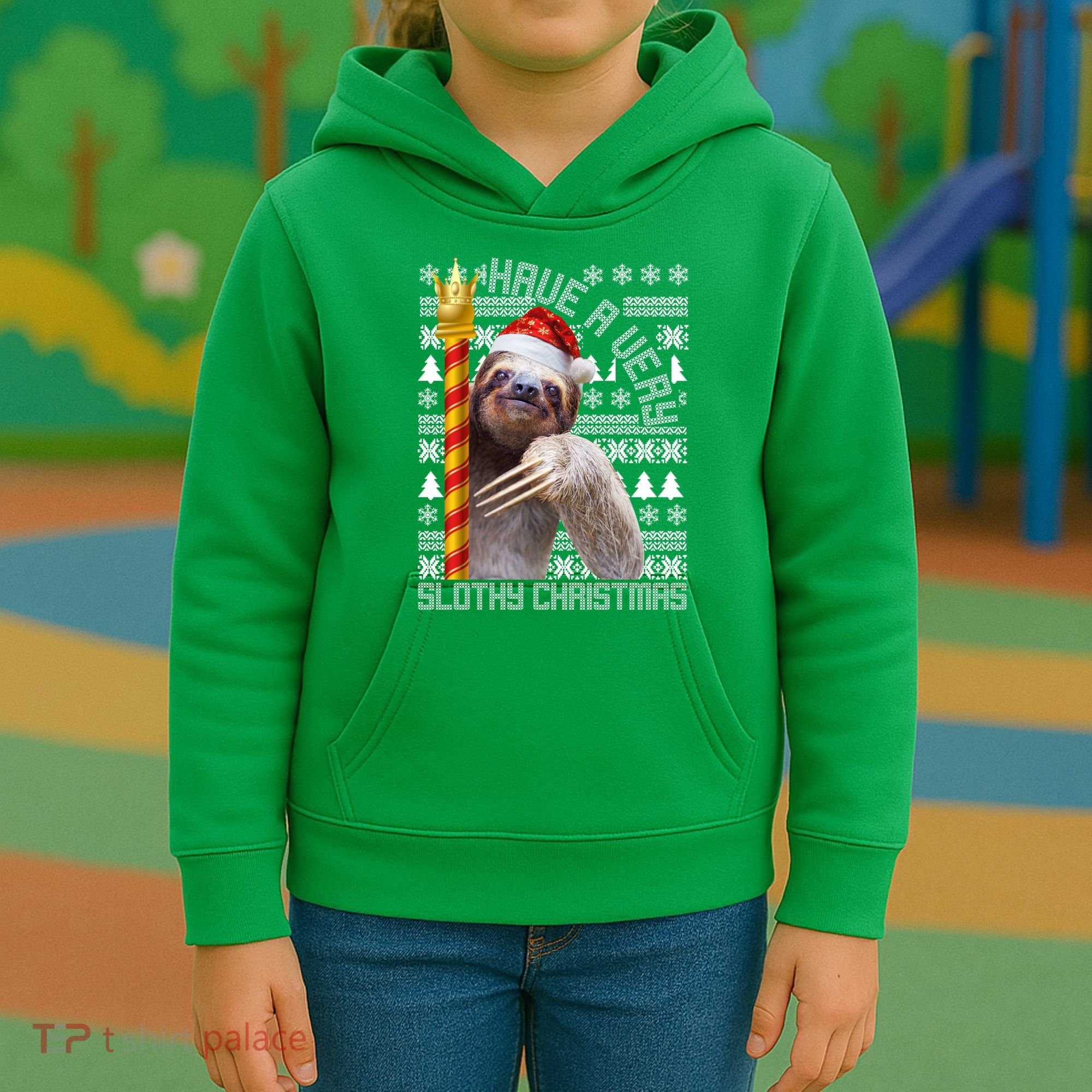 Have a Very Slothy Christmas Sloth Ugly Christmas Kids Hoodie