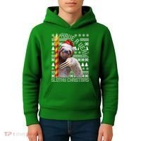 Have a Very Slothy Christmas Sloth Ugly Christmas Kids Hoodie thumb 4