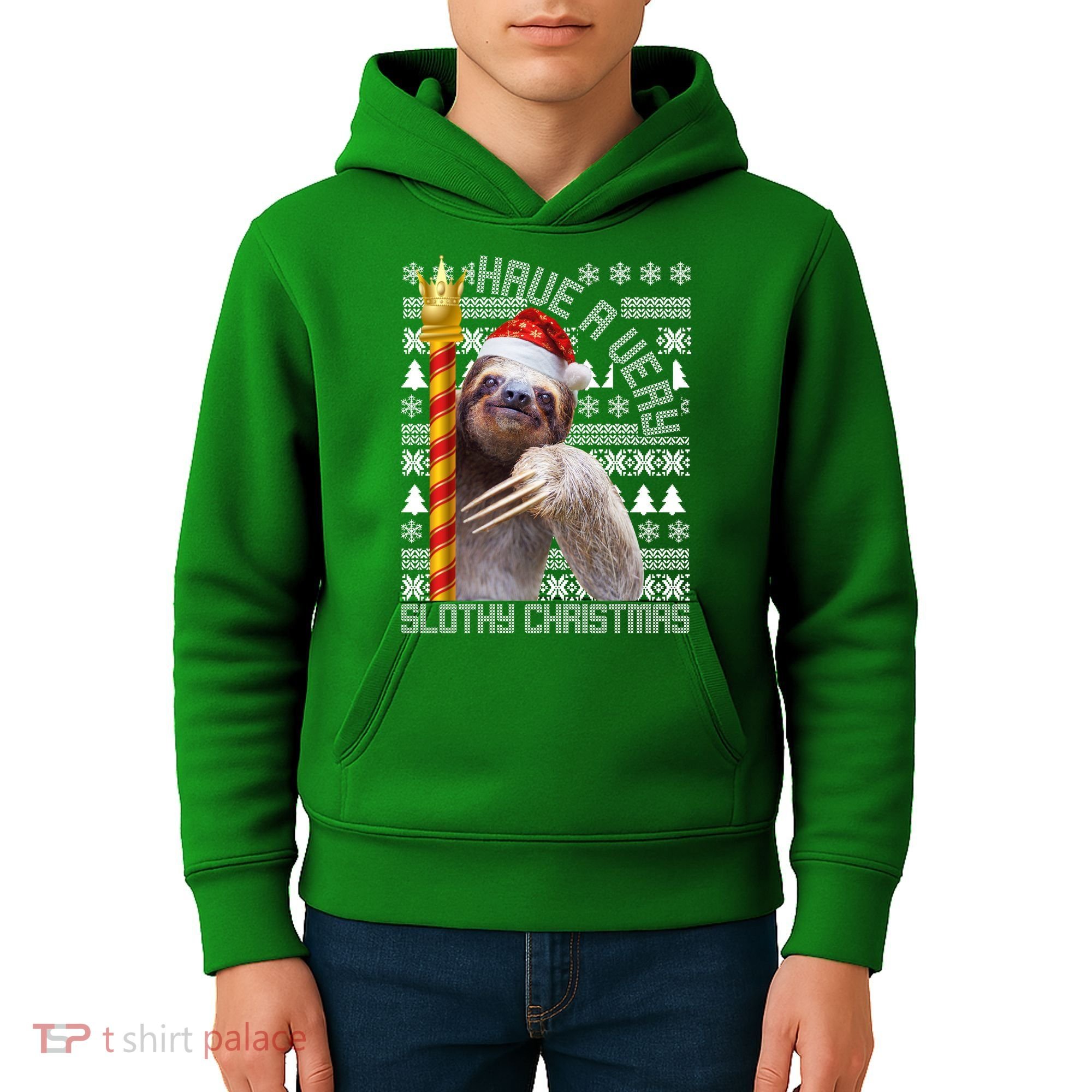 Have a Very Slothy Christmas Sloth Ugly Christmas Kids Hoodie