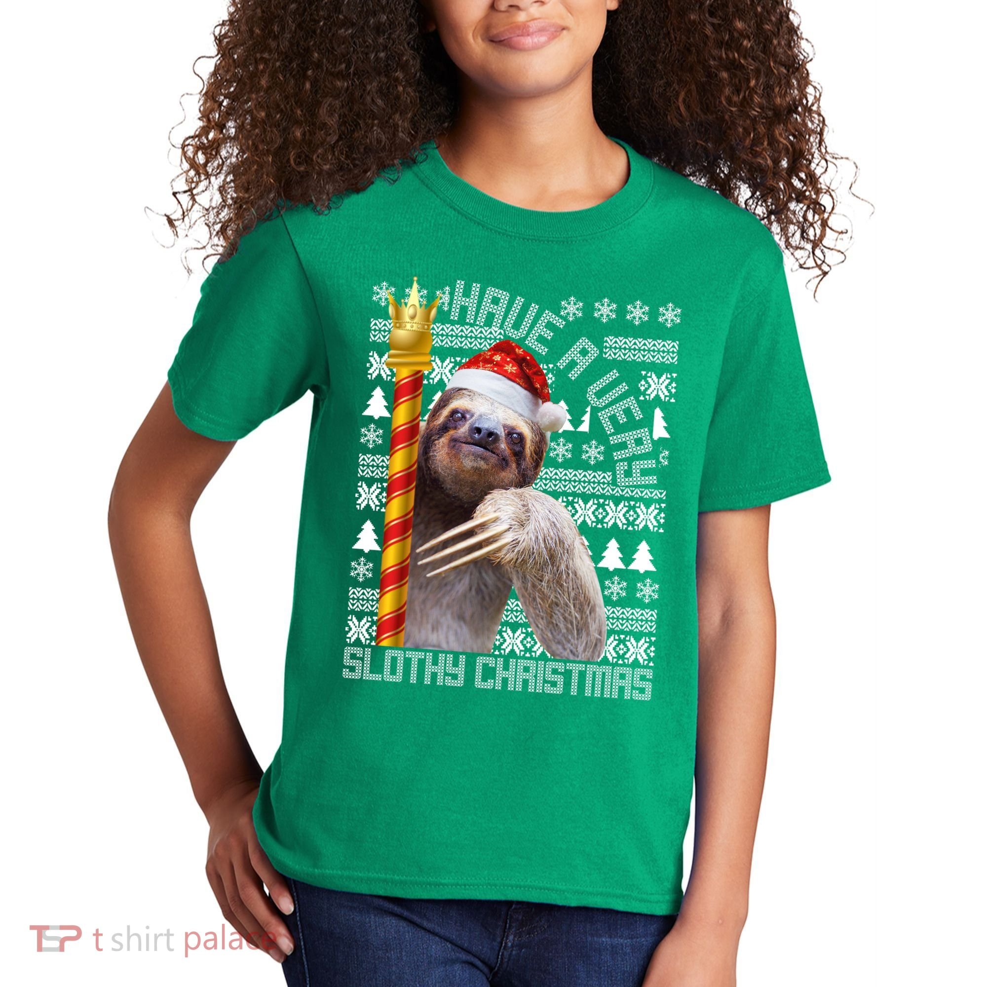 Have a Very Slothy Christmas Sloth Ugly Christmas Kids T-Shirt