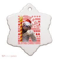 Have a Very Slothy Christmas Sloth Ugly Christmas Ceramic Ornament thumb 0