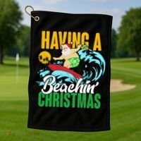 Having A Beachin' Christmas Golf Towel thumb 1