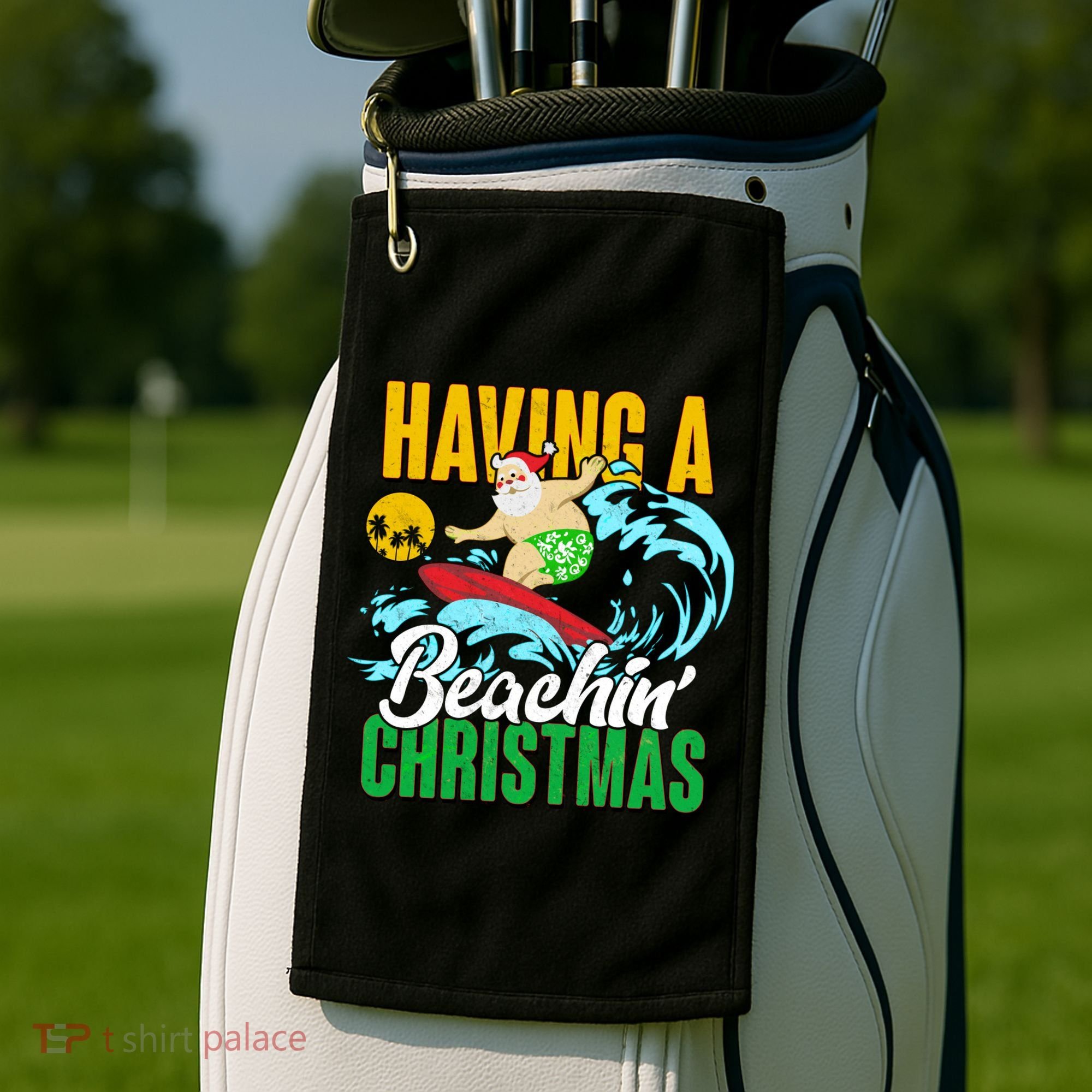 Having A Beachin' Christmas Golf Towel