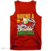 Having A Beachin' Christmas Tank Top thumb 0
