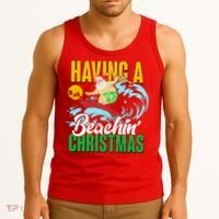 Having A Beachin' Christmas Tank Top thumb 3
