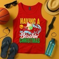 Having A Beachin' Christmas Tank Top thumb 4