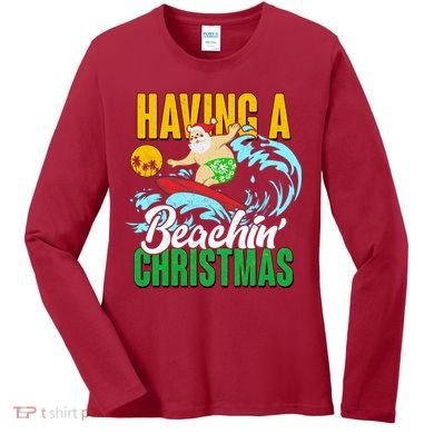 Having A Beachin' Christmas Women's Long Sleeve Shirt