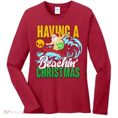 Having A Beachin' Christmas Women's Long Sleeve Shirt