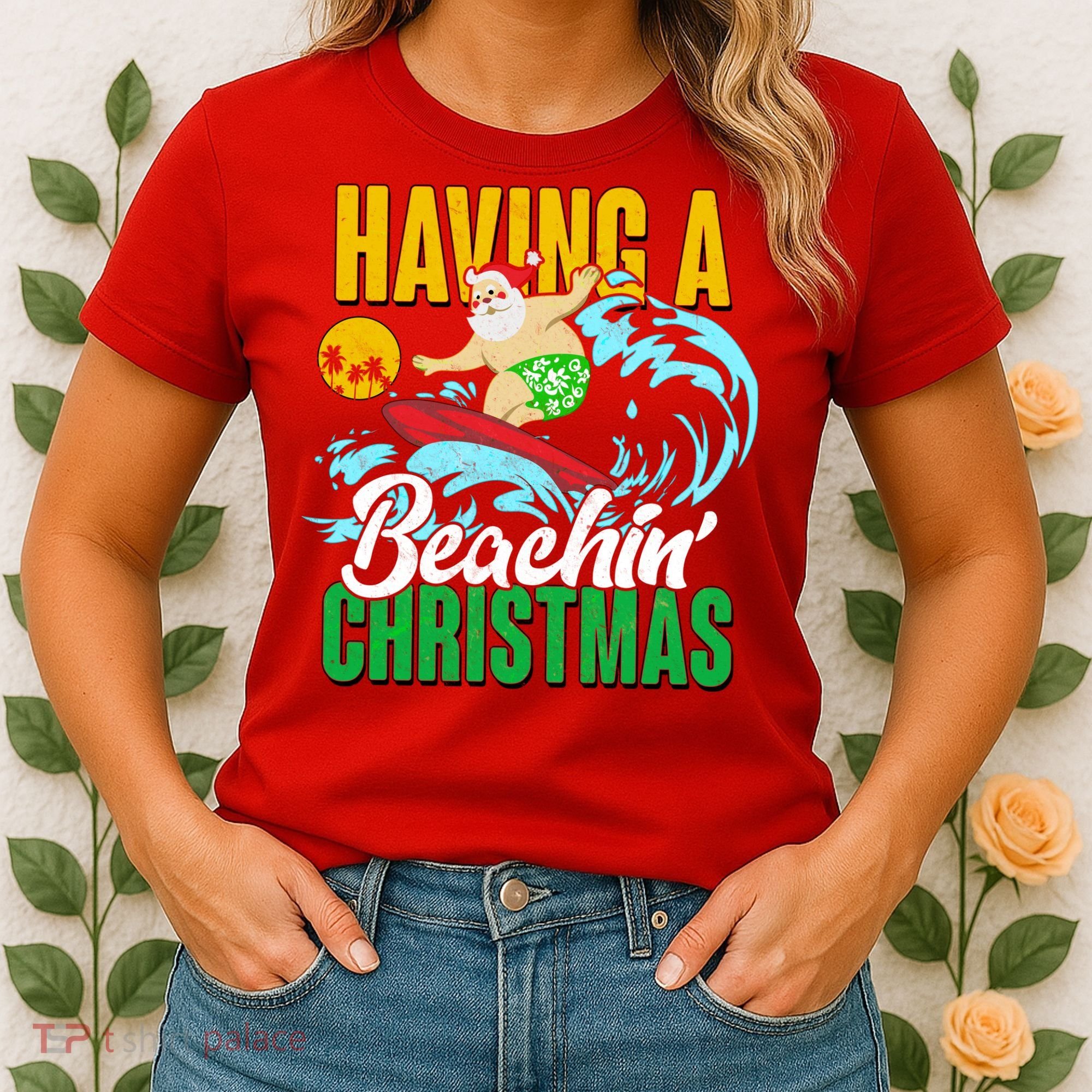 Having A Beachin' Christmas Women's T-Shirt