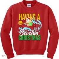Having A Beachin' Christmas Kids Sweatshirt thumb 0