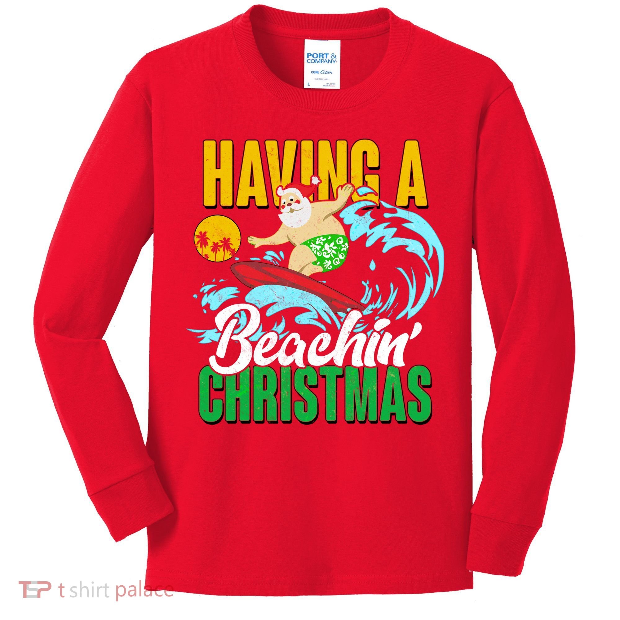 Having A Beachin' Christmas Kids Long Sleeve Shirt