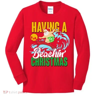 Having A Beachin' Christmas Kids Long Sleeve Shirt