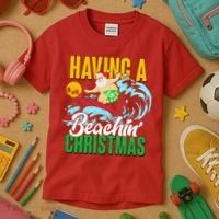 Having A Beachin' Christmas Kids T-Shirt thumb 3