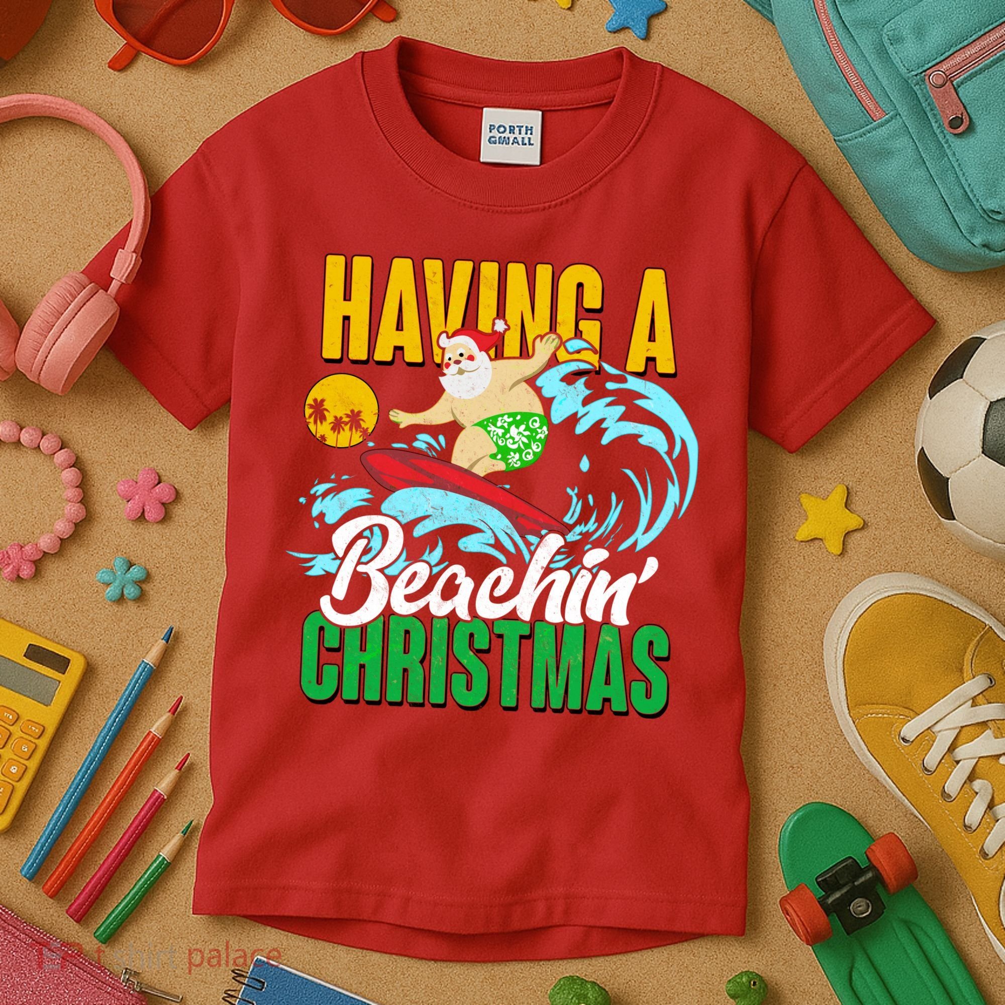 Having A Beachin' Christmas Kids T-Shirt