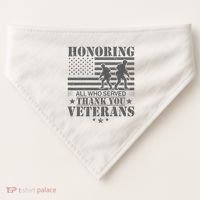 Honoring All Who Served Thank You Veterans Day Us Veteran USA-Made Doggie Bandana thumb 0
