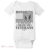 Honoring All Who Served Thank You Veterans Day Us Veteran Baby Bodysuit thumb 0