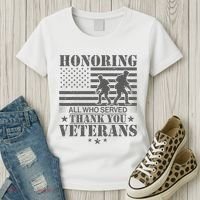 Honoring All Who Served Thank You Veterans Day Us Veteran Women's T-Shirt thumb 3