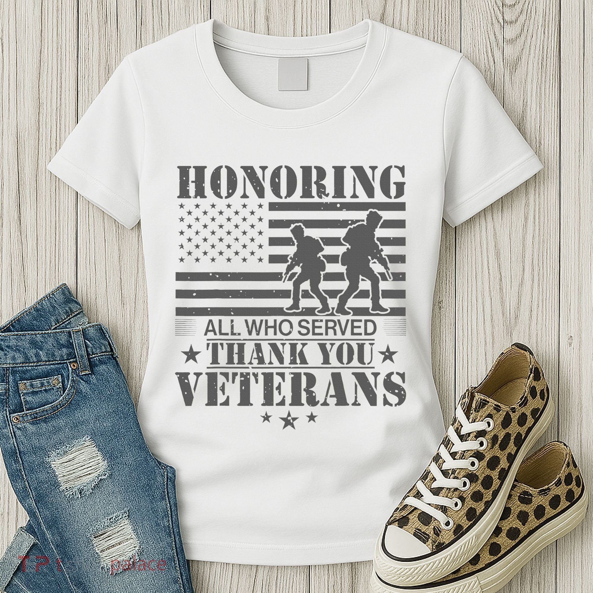 Honoring All Who Served Thank You Veterans Day Us Veteran Women's T-Shirt