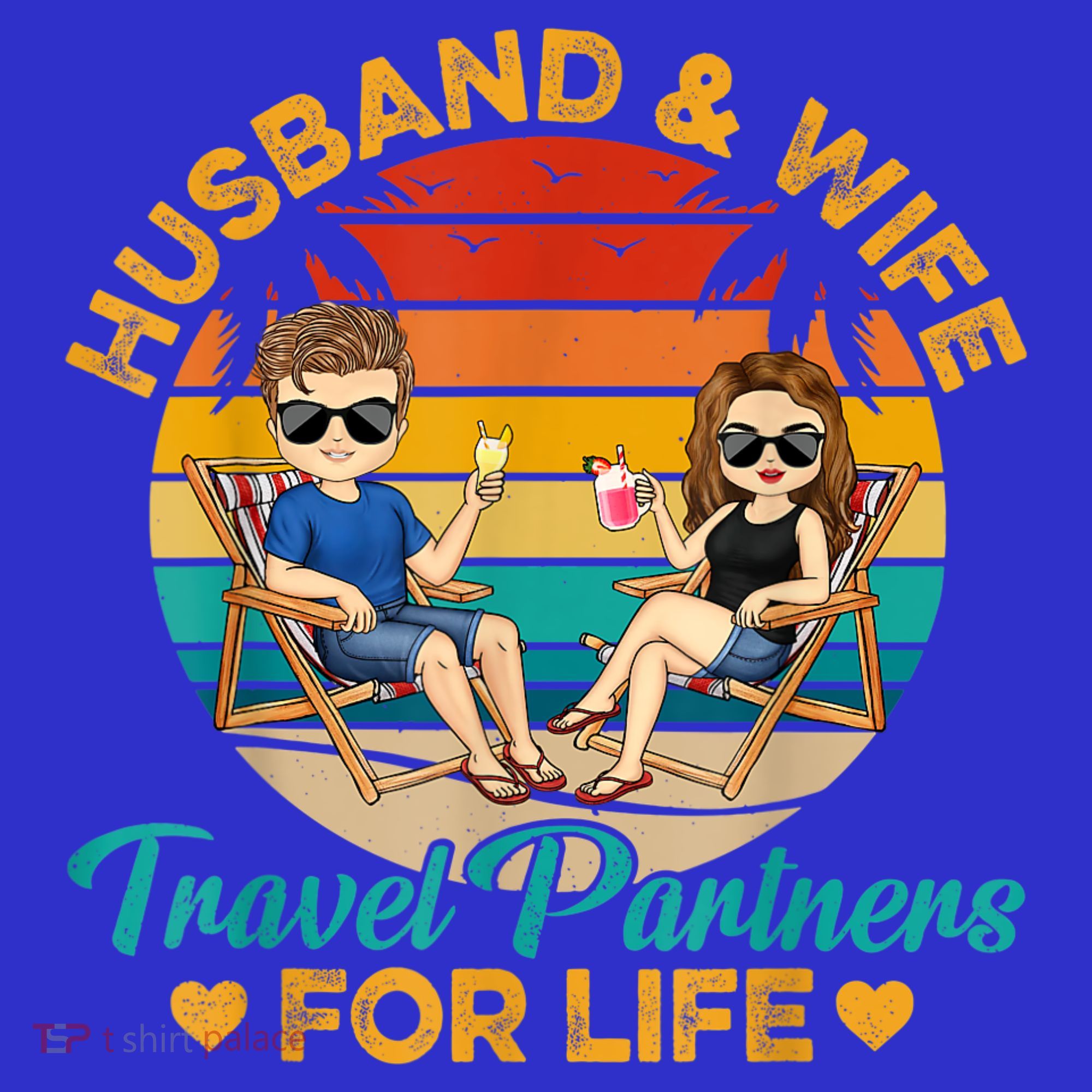 Husband And Wife Travel Partners For Life Beach Traveling T-Shirt