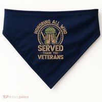 Honoring All Who Served Thank You Veterans Day Us Veteran USA-Made Doggie Bandana thumb 0