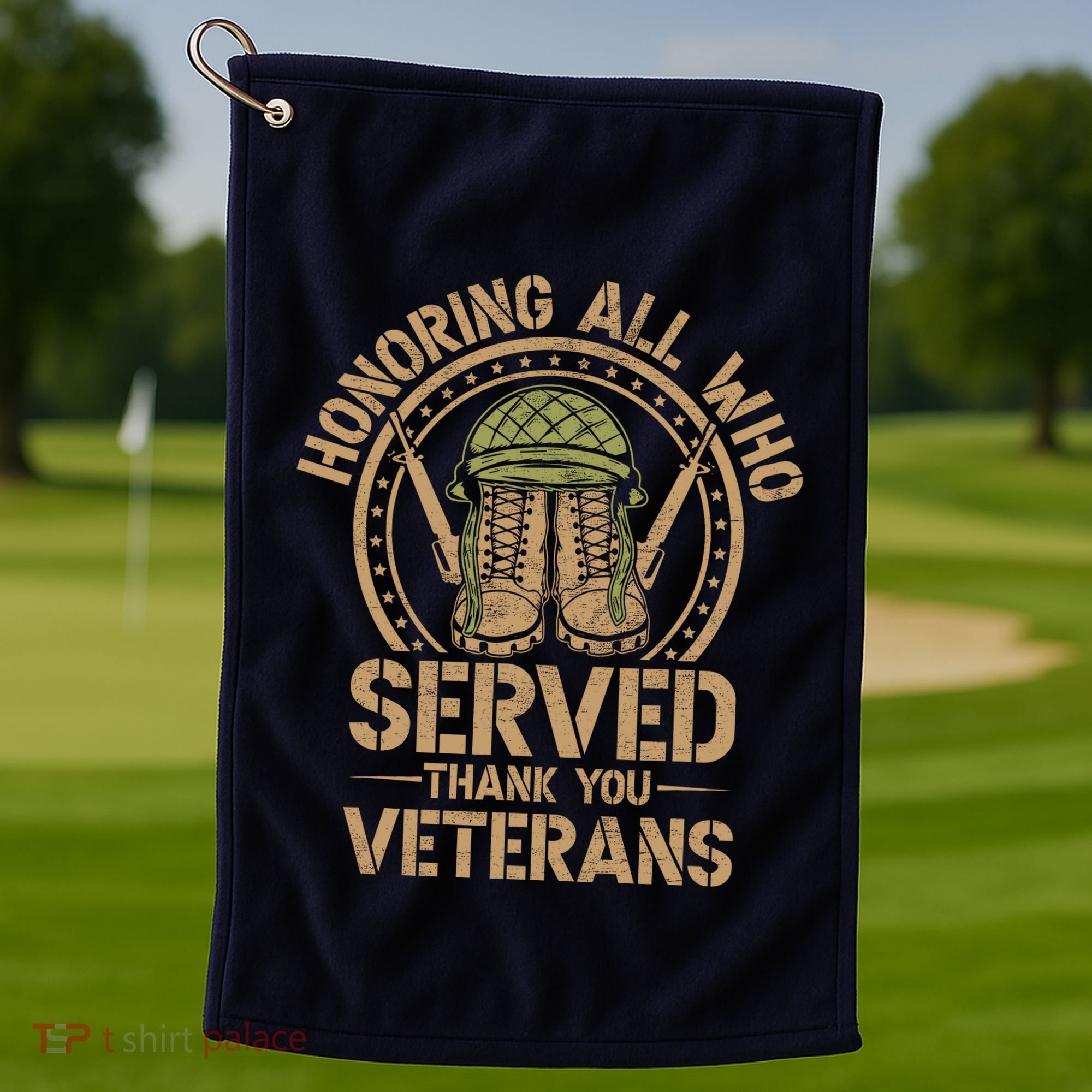 Honoring All Who Served Thank You Veterans Day Us Veteran Golf Towel