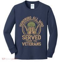 Honoring All Who Served Thank You Veterans Day Us Veteran Kids Long Sleeve Shirt thumb 0