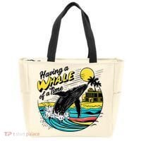 Having A Whale Of A Time Funny Humorous Beach Tote Bag thumb 0