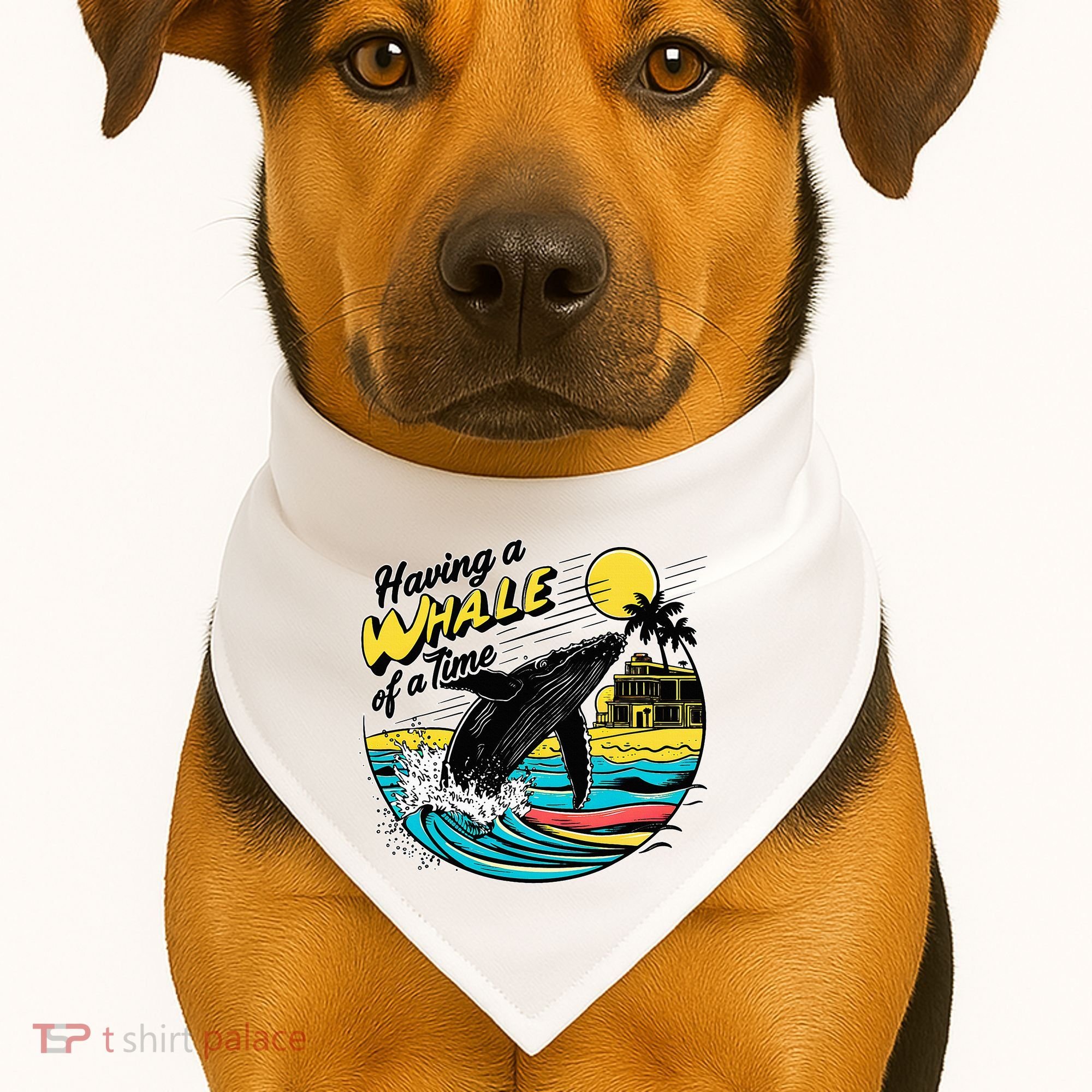 Having A Whale Of A Time Funny Humorous Beach USA-Made Doggie Bandana