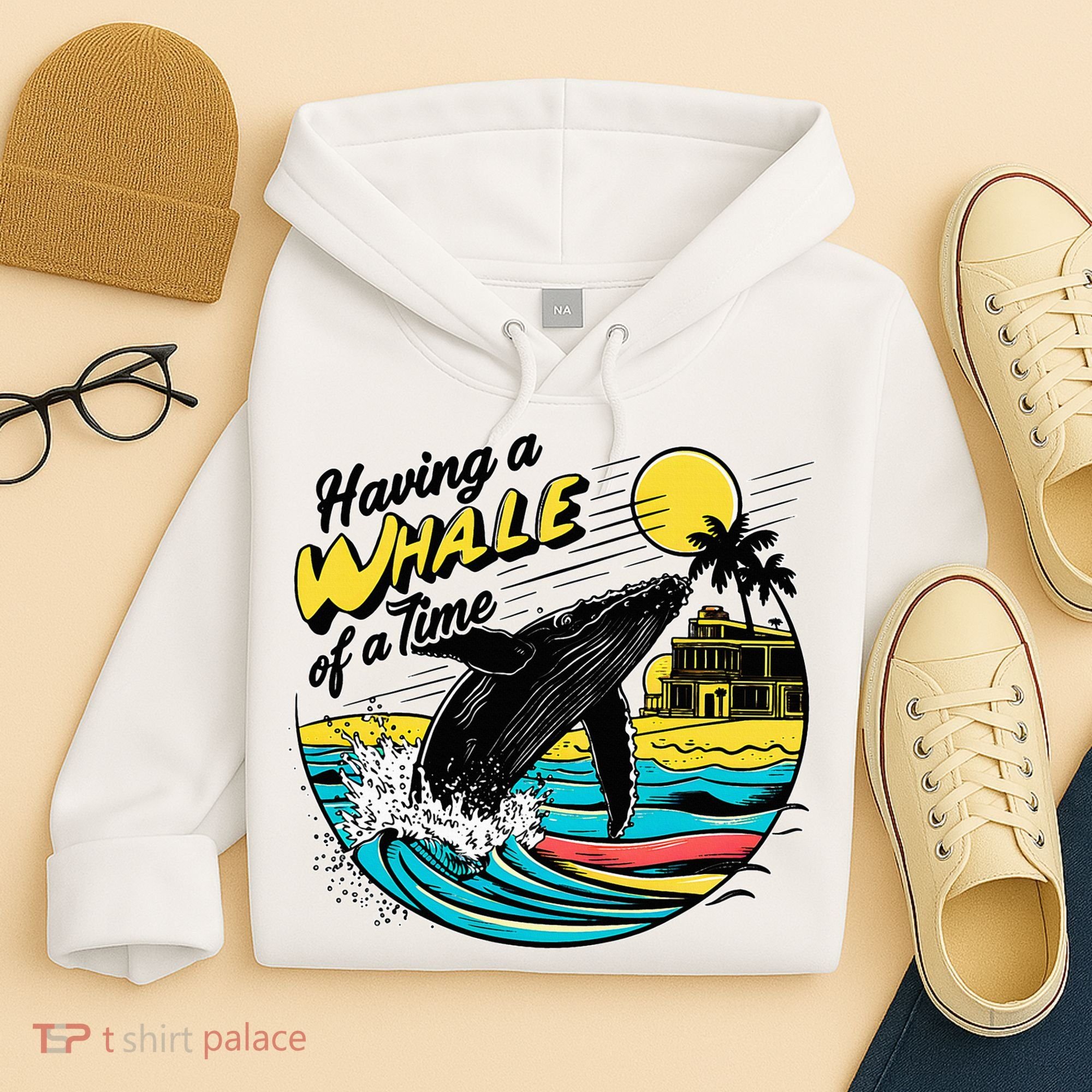 Having A Whale Of A Time Funny Humorous Beach Hoodie