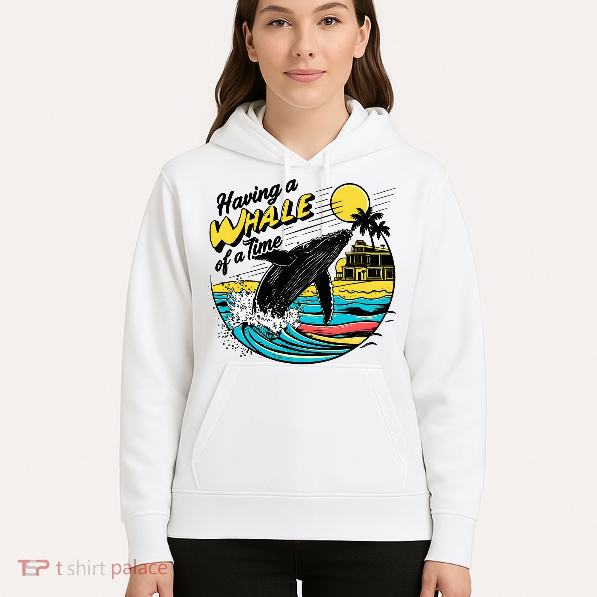 Having A Whale Of A Time Funny Humorous Beach Hoodie