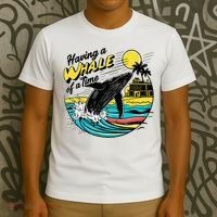 Having A Whale Of A Time Funny Humorous Beach T-Shirt thumb 3