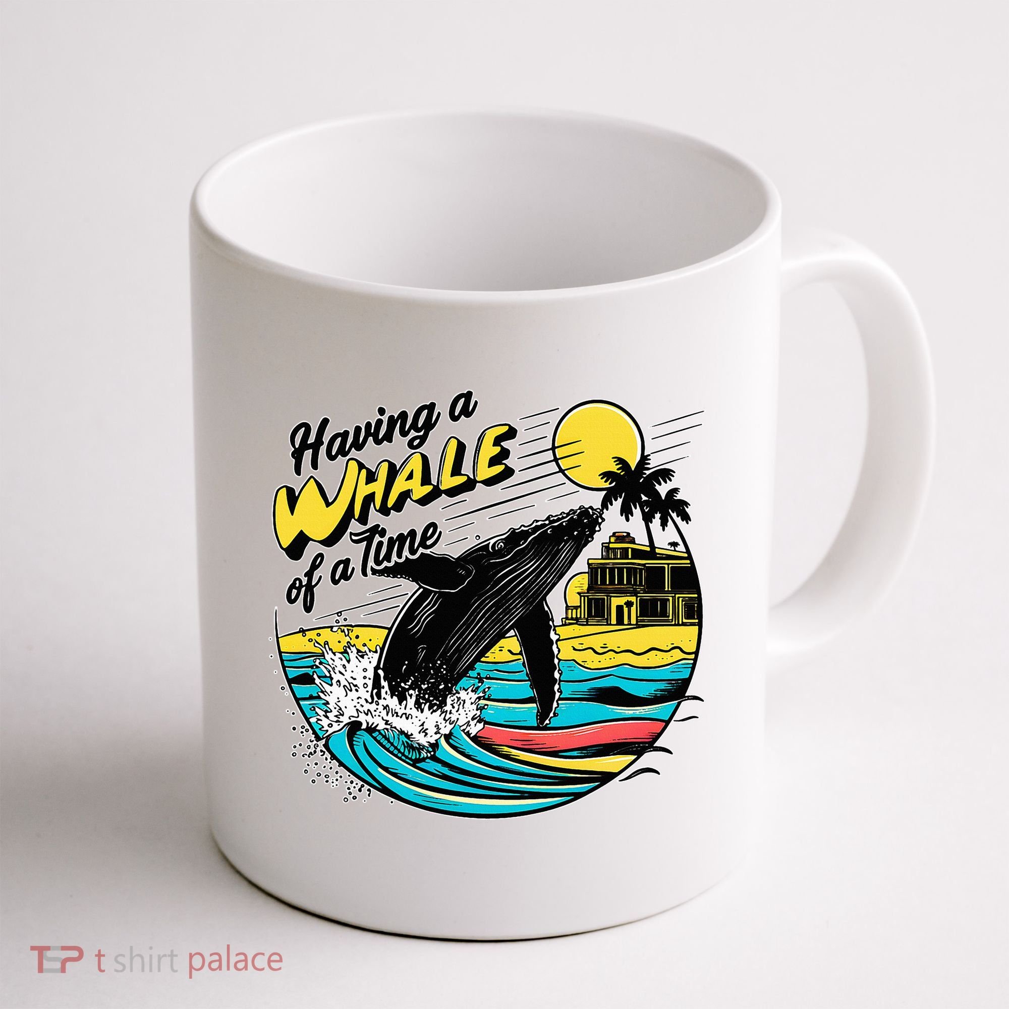 Having A Whale Of A Time Funny Humorous Beach Coffee Mug