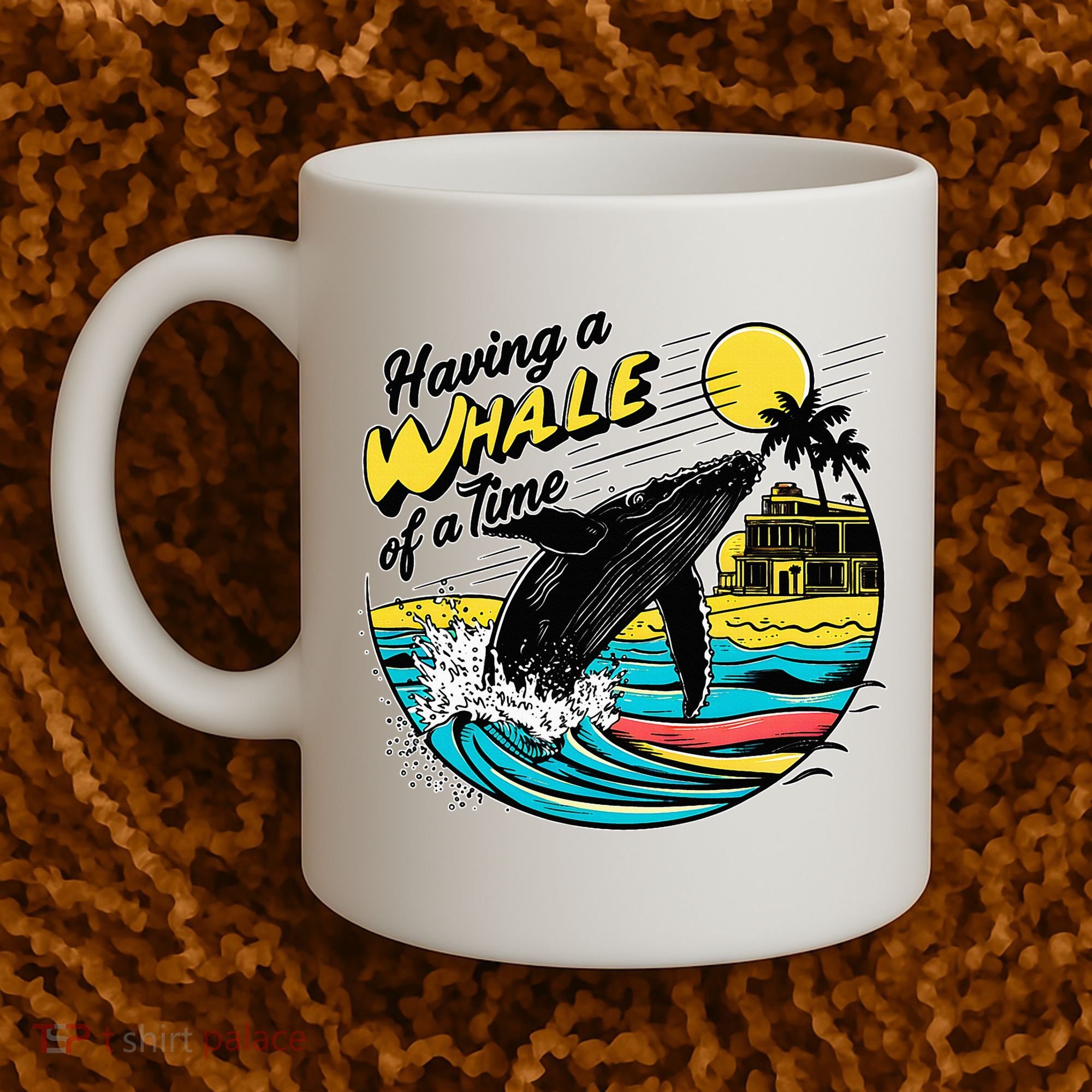 Having A Whale Of A Time Funny Humorous Beach Coffee Mug