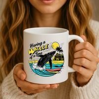 Having A Whale Of A Time Funny Humorous Beach Coffee Mug thumb 3